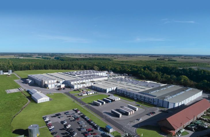 Aerial view of the new Saica Pack plant in Bydgoszcz.